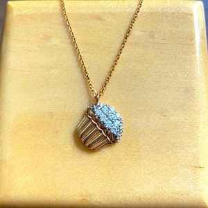 14k Rose Gold and Diamond Cupcake Necklace